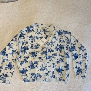 NWT Blue and White Floral Cardigan